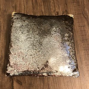 Gold and silver sequin throw pillow